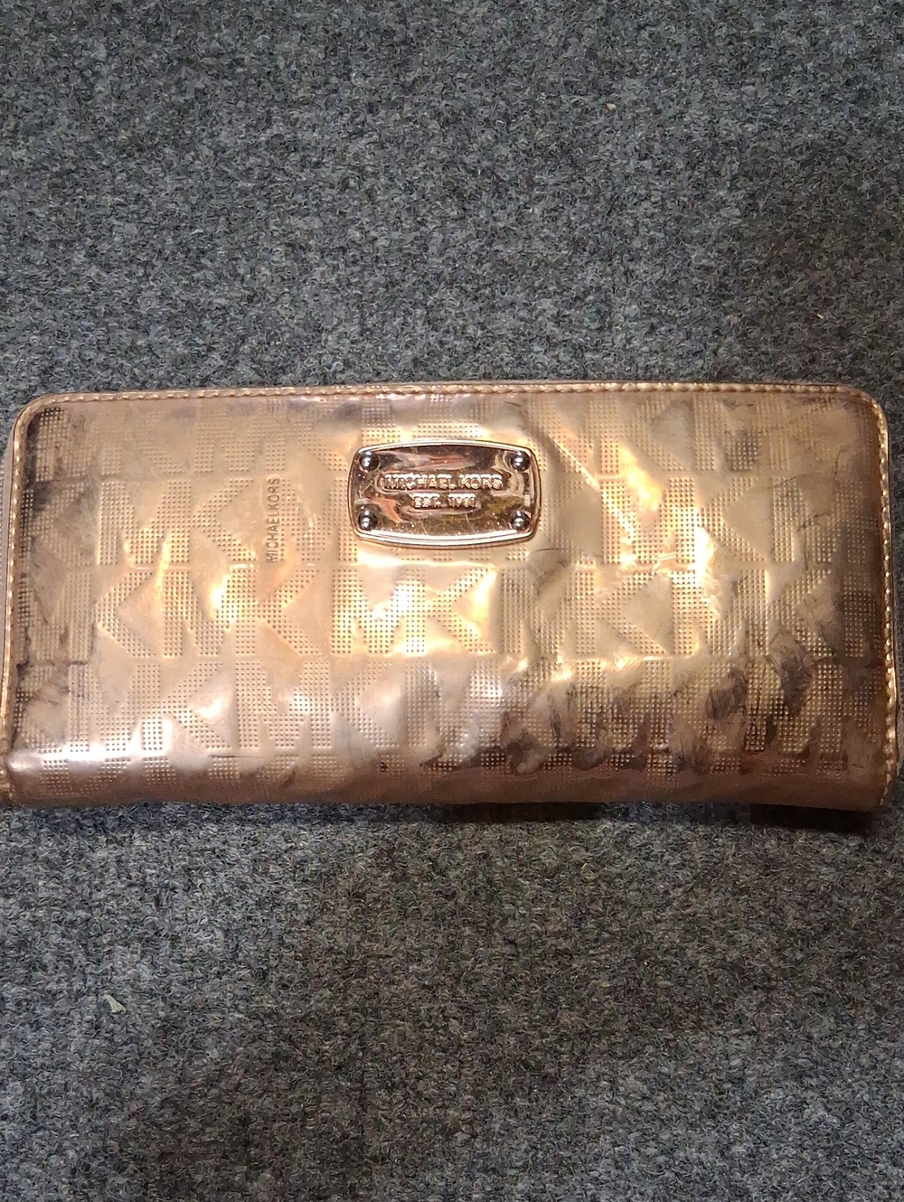Michael Kors Metallic Rose Gold MK Continental Wallet